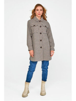 Удлиненное пальто-рубашка серое