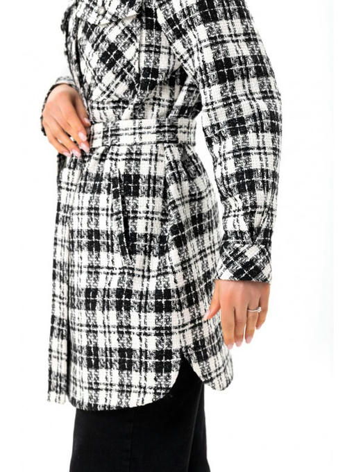 Пальто-рубашка из французского твида черно-белое — изображение 4