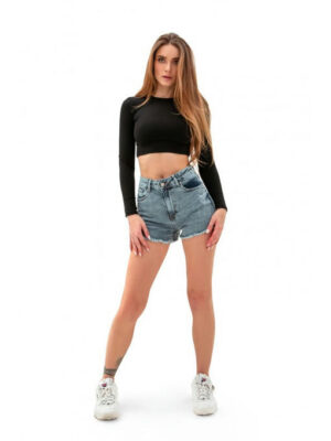 Лонгслив в рубчик черный