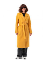 Пальто из шерстяной ткани желтое