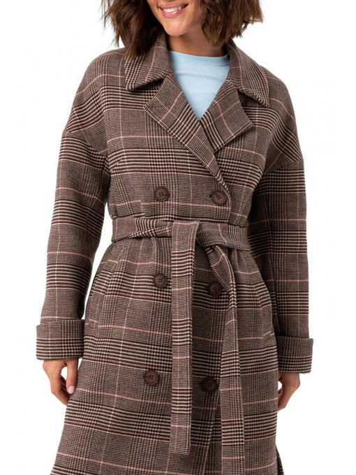 Пальто в клеточку кофе — изображение 5