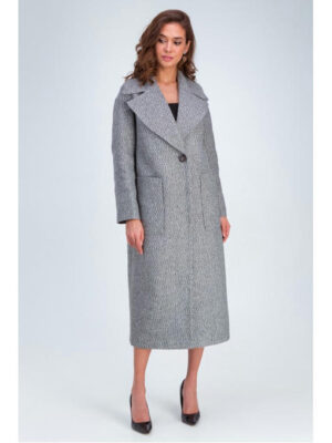 Пальто из твида черно-белое