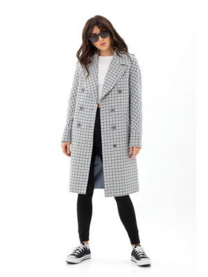 Двубортное шерстяное пальто голубое