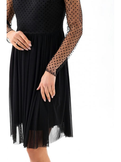 Платье с прозрачными рукавами черное — изображение 7