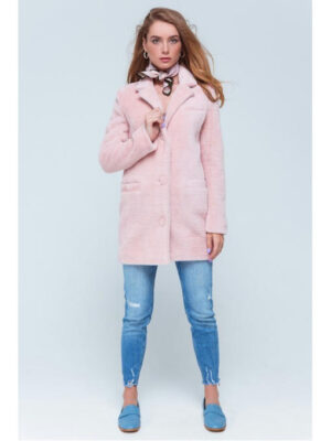 Короткая шуба-пиджак розовая