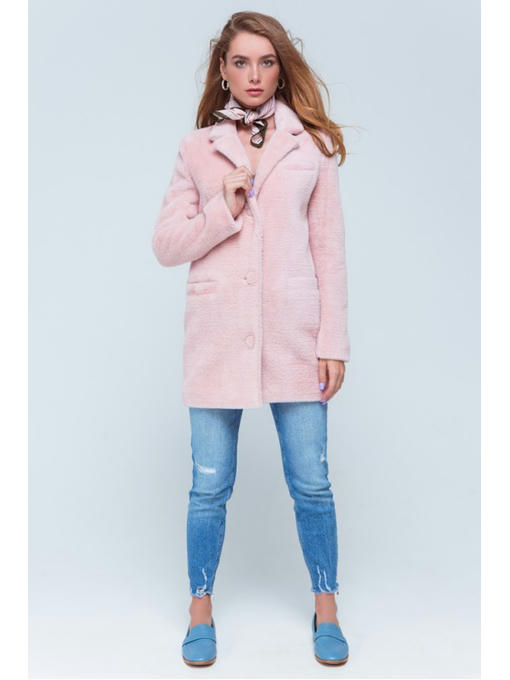 Короткая шуба-пиджак розовая