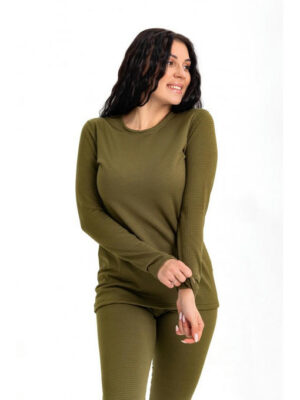 Женское термобелье микрофлис хаки (комплект кофта и лосины)