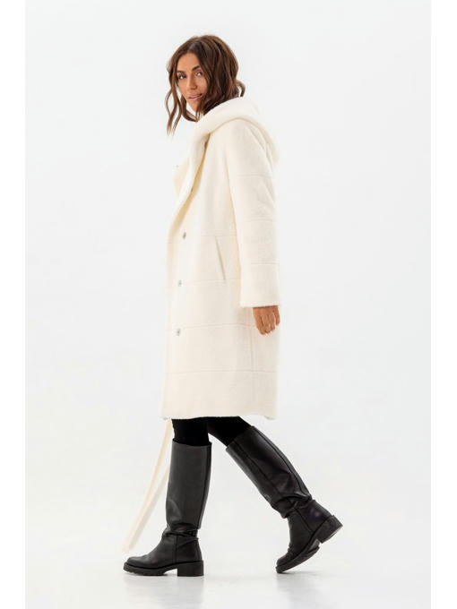 Утепленная шубка с капюшоном белая — изображение 6