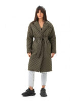 Пальто со стежкой хаки