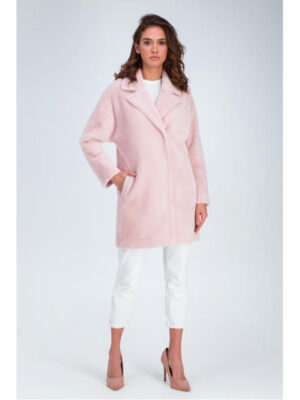 Шуба с рукавом летучая мышь розовая