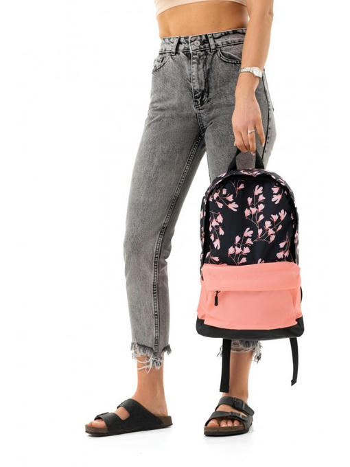 Городской рюкзак с принтом розовое на черном — изображение 2