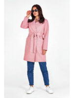 Пальто в клетку розовое