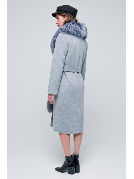 Пальто с мехом серое — изображение 4