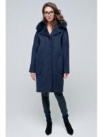 Утепленное пальто темно-синее