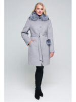 Зимнее пальто светло-серое