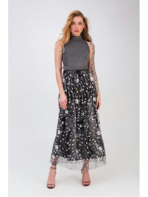 Платье без рукавов серебро