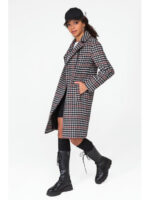 Пальто на молнии красно-черное