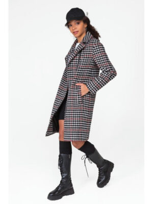 Пальто на молнии красно-черное