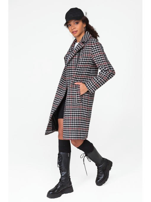 Пальто на молнии красно-черное