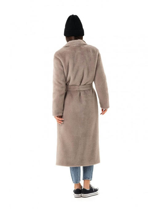 Утепленное пальто однотонное капучино — изображение 9