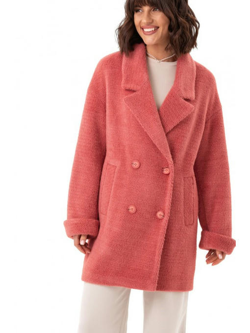 Двубортное пальто соты коралл — изображение 5