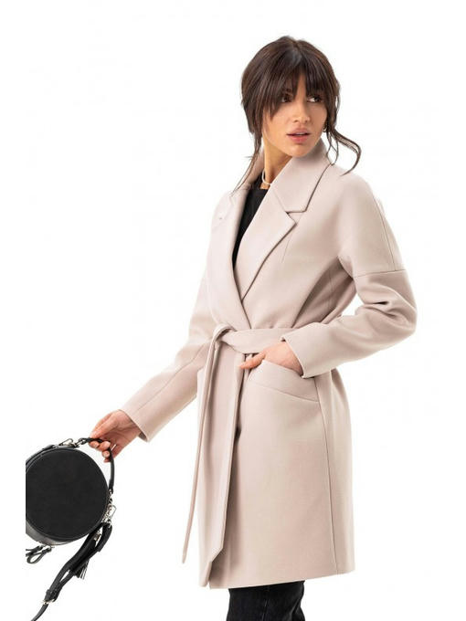 Женское стильное пальто бежевое — изображение 2