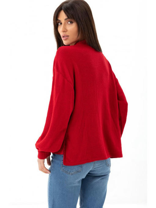 Свитер с рукавами-фонариками красный — изображение 6