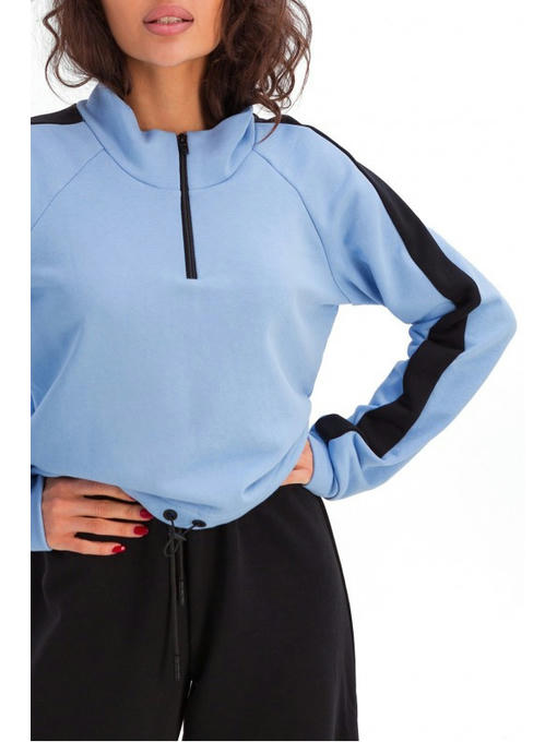 Кроп кофта из трехнити голубая — изображение 3