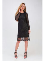 Вечернее платье с гипюром черное