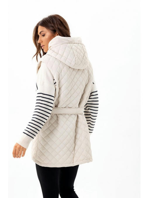 Стеганая жилетка с капюшоном молоко — изображение 5