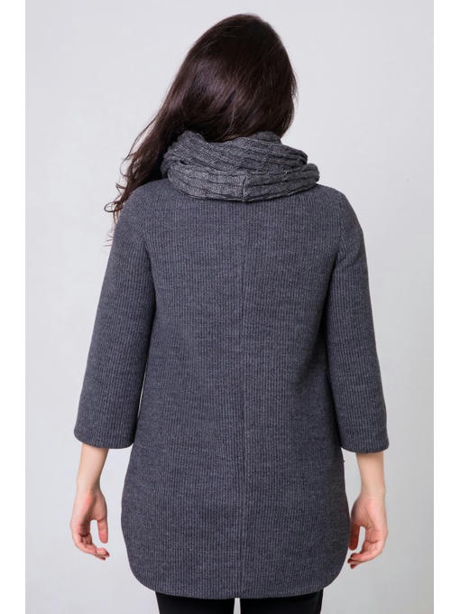 Кардиган с шарфом темно-серый — изображение 4