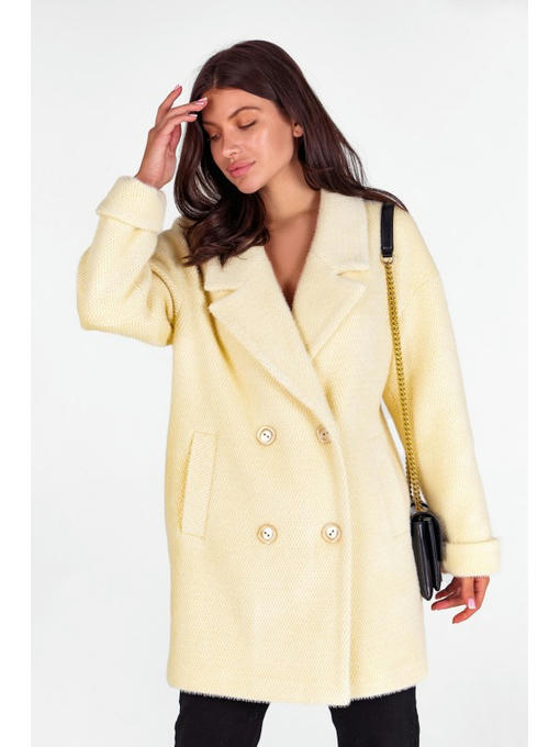 Двубортное пальто соты ваниль — изображение 2
