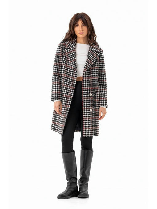 Пальто с накладными карманами красно-черное