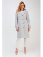 Весеннее пальто на пуговицах голубое