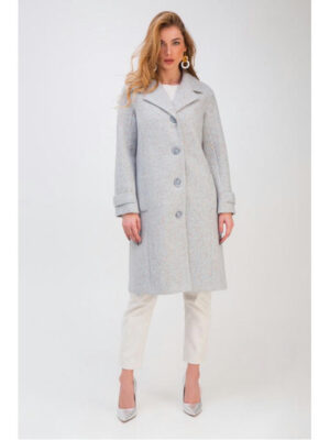 Весеннее пальто на пуговицах голубое