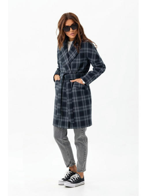 Осеннее пальто синее