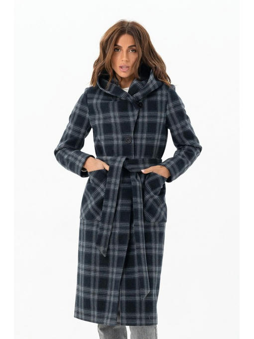 Длинное пальто с капюшоном синее — изображение 2