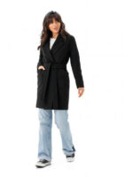 Женское стильное пальто черное