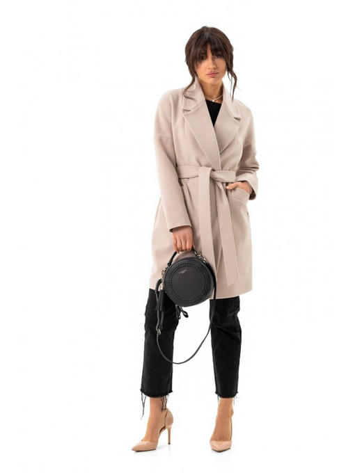 Женское стильное пальто бежевое