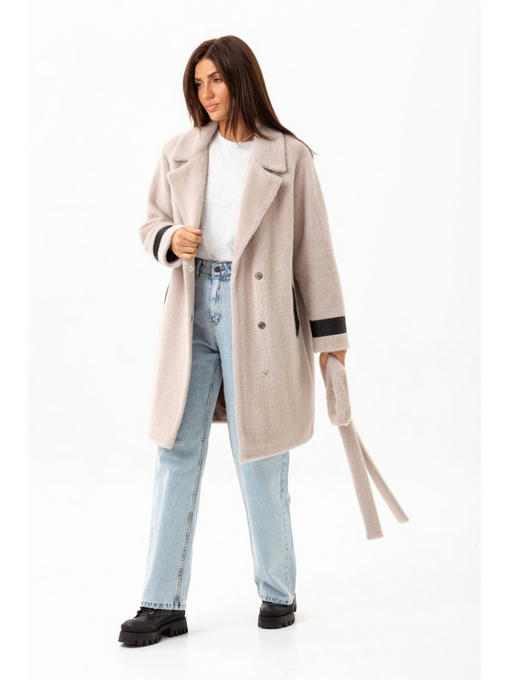 Осеннее пальто из альпаки бежевое