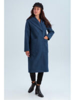 Пальто с капюшоном и накладными карманами джинсовое