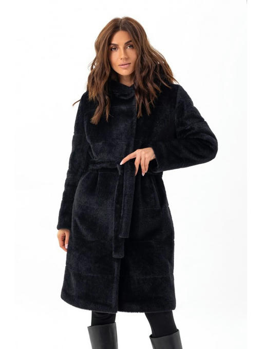 Утепленная шубка с капюшоном черная — изображение 2