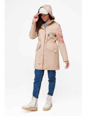 Ветровка с капюшоном бежевая