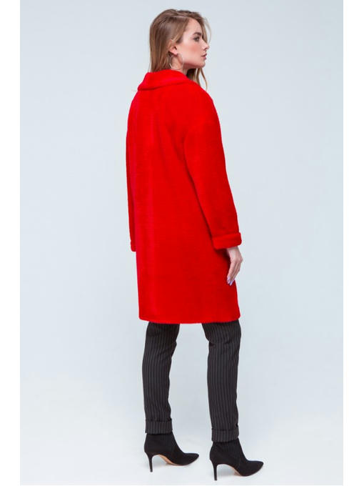 Шуба из эко альпаки красная — изображение 4