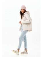 Стеганая куртка с капюшоном молоко