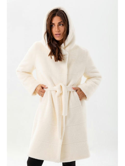 Утепленная шубка с капюшоном белая — изображение 2