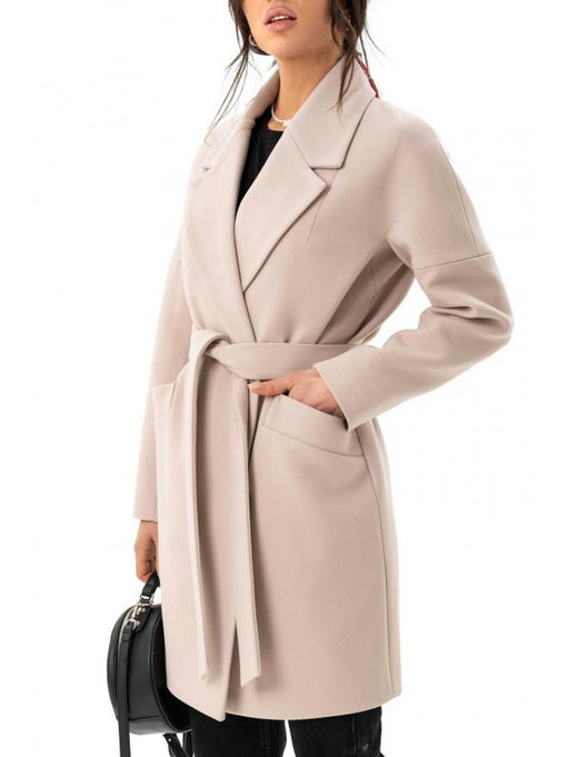 Женское стильное пальто бежевое — изображение 7