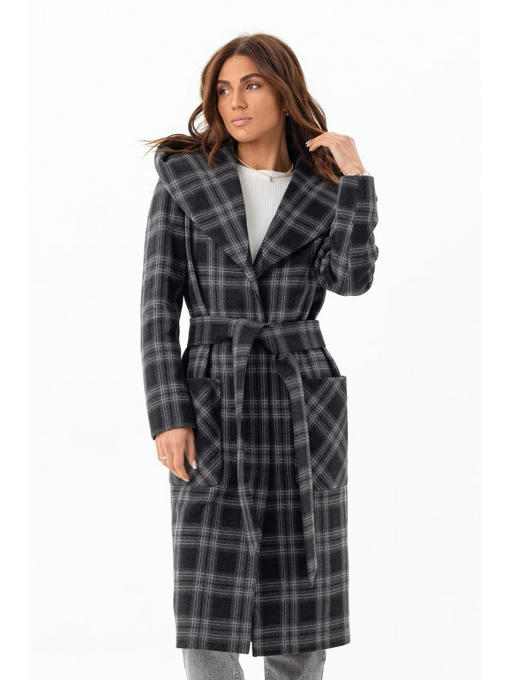 Длинное пальто с капюшоном черное — изображение 2