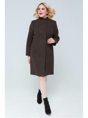 Пальто прямого силуэта коричневое