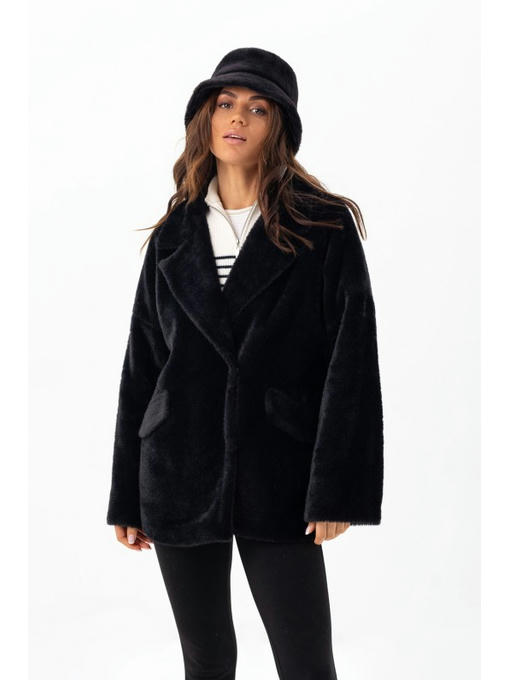 Короткое пальто в стиле оверсайз черное — изображение 5